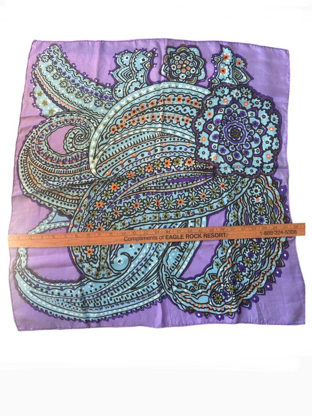 Purple Paisley Floral Silk Scarf